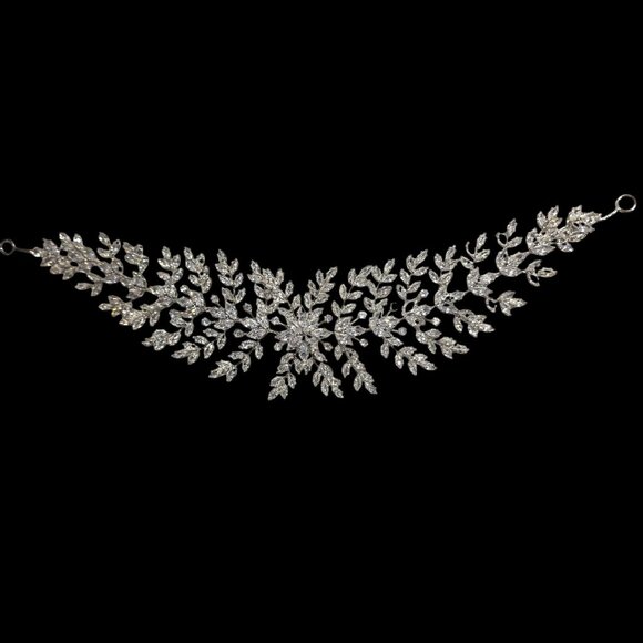 Crystal Rhinestone Bridal Hair Vine Headpiece Floral Leaf wedding bride - Picture 1 of 5